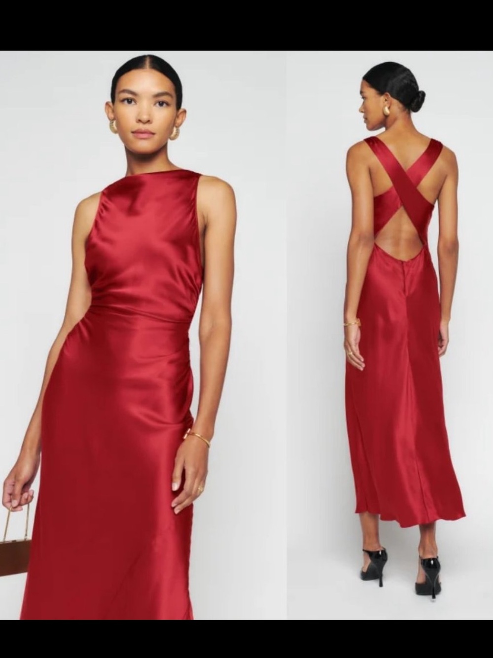 NEW! Reformation Red Silk Maxi Dress - Picture 2 of 4